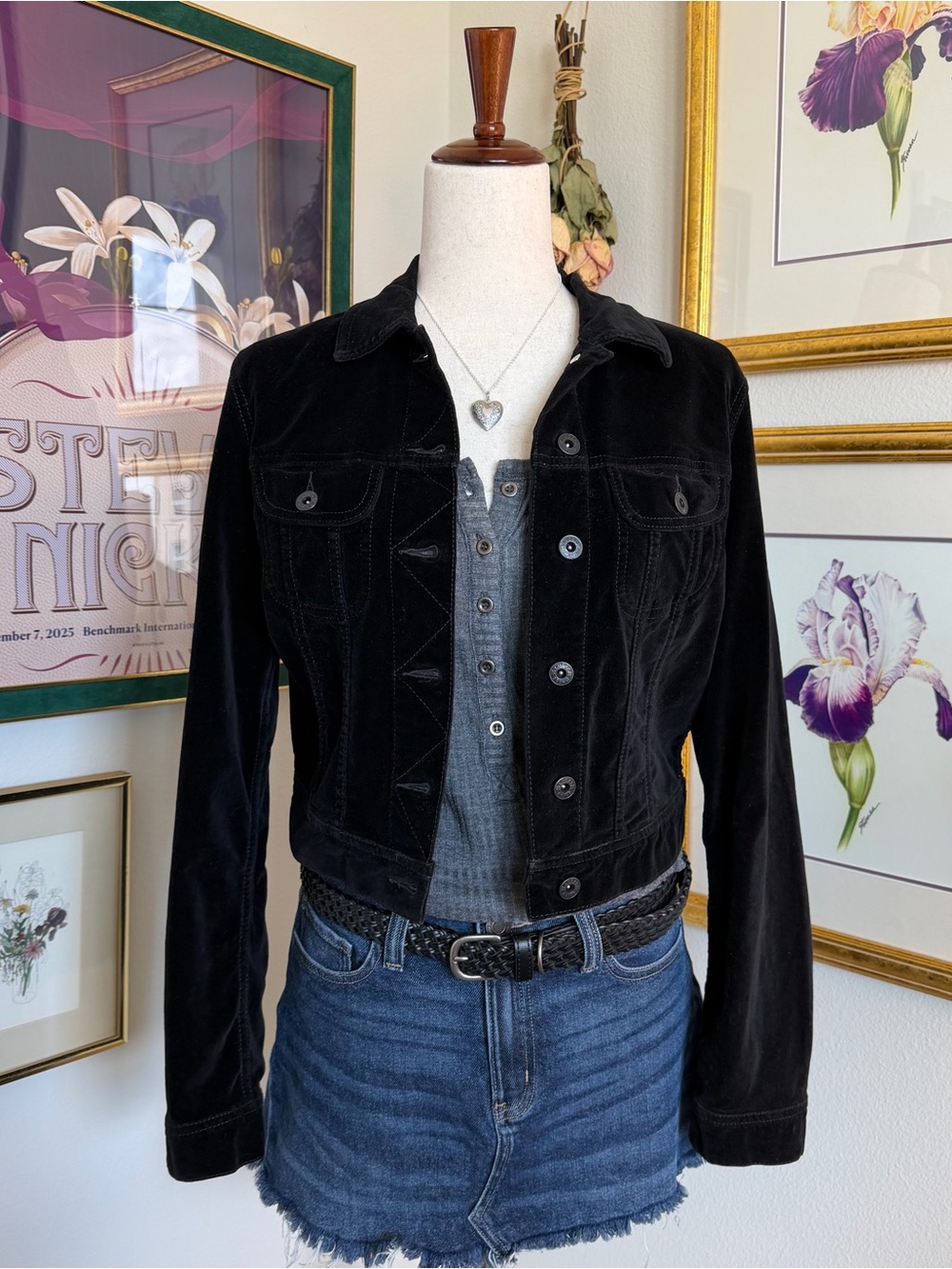 Lucky Brand Vintage 2006 Velvet Cropped Jacket Size Small
